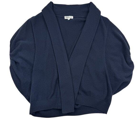 Tsesay Navy 100% Cashmere Open Front Balloon Short Sleeve Sweater Women's P/S - Picture 1 of 6